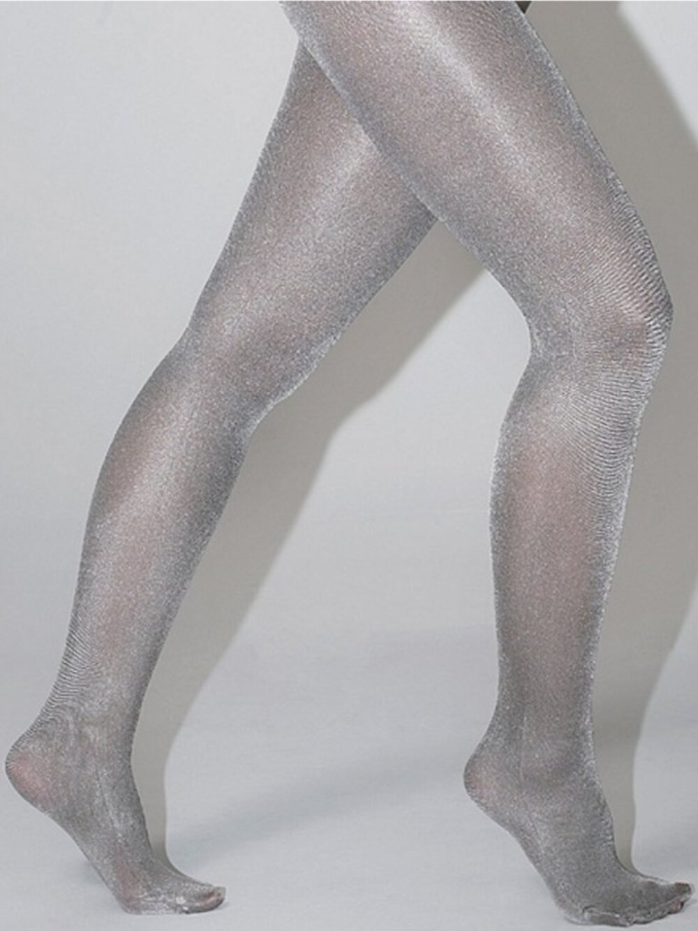 RARE American Apparel Opaque Liquid Metallic Pantyhose Silver Stockings M/L Y2K